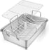 E-far Roasting Pan - 16 x 11.5 Inch Stainless Steel Turkey Roaster with Rack, Deep Broiling Pan, Easy Clean