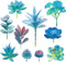 Woohome 10 PCS Artificial Succulent Plants, Unpotted Faux Succulent Assortment in Flocked Blue for Birthday Home Decor