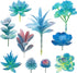 Woohome 10 PCS Artificial Succulent Plants, Unpotted Faux Succulent Assortment in Flocked Blue for Birthday Home Decor