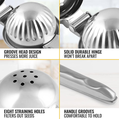 Zulay Kitchen Lemon Squeezer Stainless Steel - Heavy Duty Manual Citrus Press and Lime Squeezer