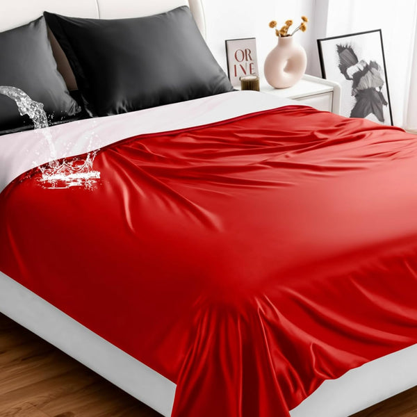 Tisancy Waterproof Bed Blanket Queen Size 78'' x 100'' Red Polyester, TPU