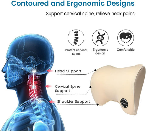 Car Neck Pillow for Driving - Car Seat Headrest Support, Travel Neck Pillow for Pain Relief & Cervical Support