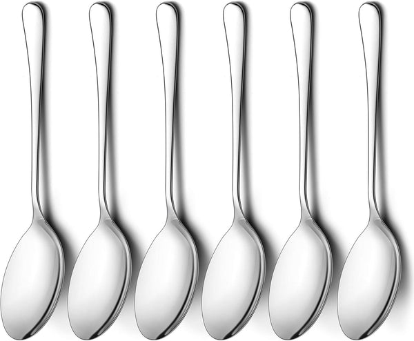 LIANYU 6-Piece Serving Spoon Set, 9.8 Inch Stainless Steel Large Dinner Buffet Catering Spoons, Dishwasher Safe