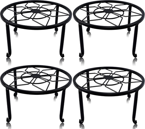 yosager 4 Pack Metal Plant Stands for Flower Pot, Heavy Duty Black