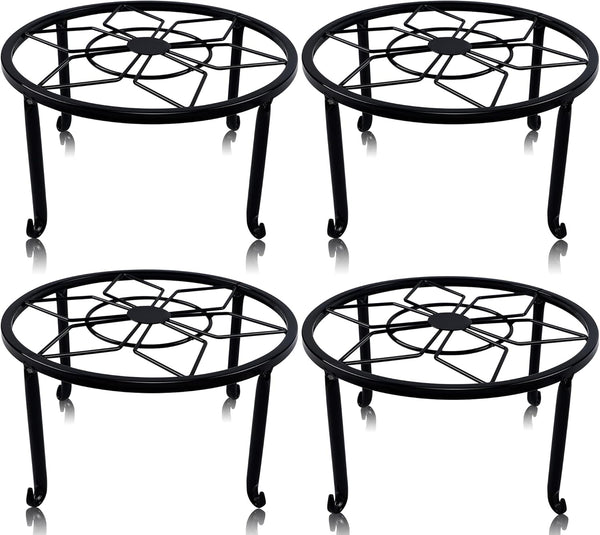 yosager 4 Pack Metal Plant Stands for Flower Pot, Heavy Duty Black