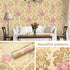 Self-Adhesive Shelf Liners Paper, Removable Self Adhesive Liner for Home Decoration, Gold Pink Flower 17.8 x 118 Inches