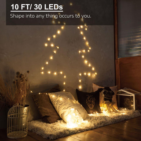 soltuus 3 Pack 10ft 30 4 Rechargeable Fairy Lights LED, Modes Battery Copper Wire String Light, Micro Firefly Starry