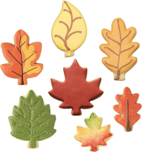 Ann Clark Cookie Cutters Fall Leaves - 7-Pc. Set Made in the USA, Oak, Teardrop, and Maple Leaf Shapes