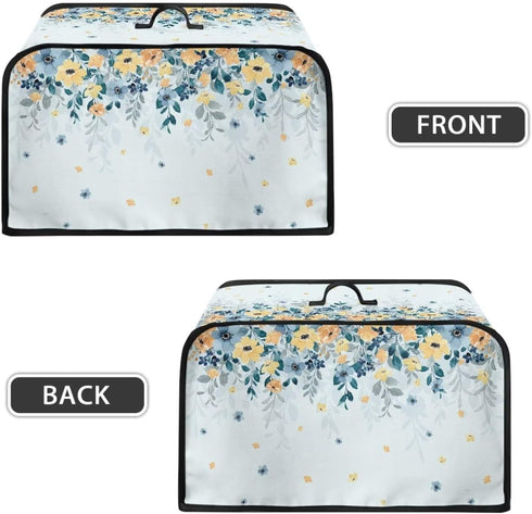 Blue Yellow Flowers Slow Cooker Dust Cover - Trendy Air Fryer Cover for Most Kitchen Appliances, Washable