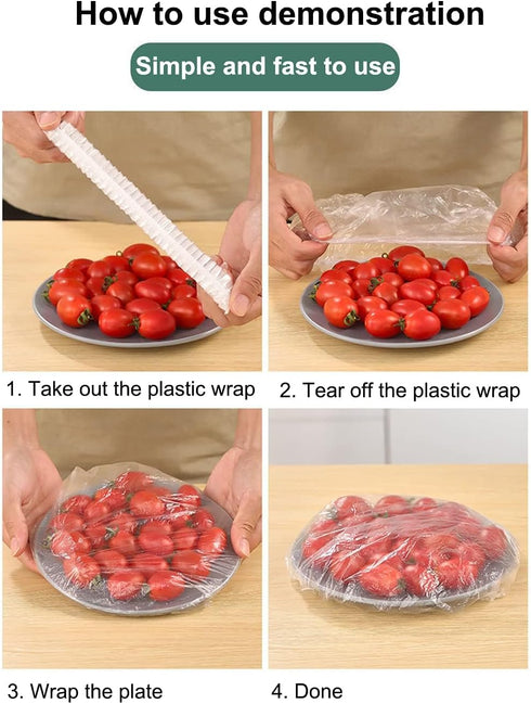 Fresh Keeping Film Store Container Organizers with 100 Stretchable Plastic Wrap, Wall Mounted No Drilling Shower Cap