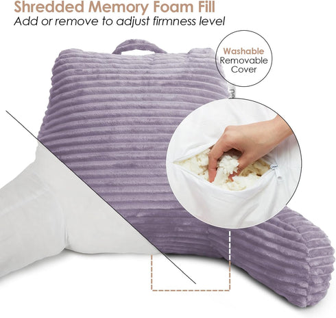 Hearth & Harbor Reading Pillow for Bed Adult Back Pillow for Sitting in Bed, Standard Bed Pillows for Sitting Up, Foam