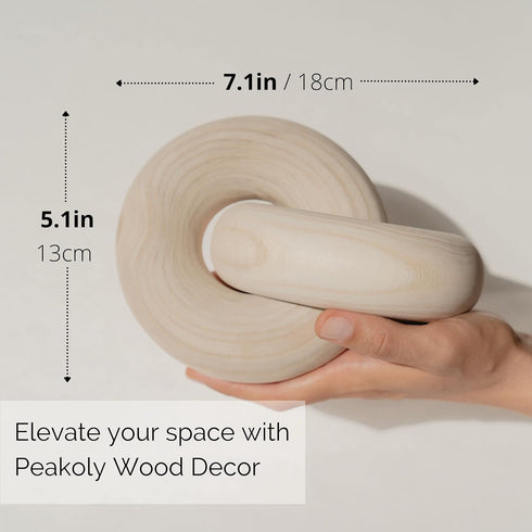 PEAKOLY Wood Knot Decor Natural - Coffee Table Sculpture, Wood Chain Link Decor, Decorative Chain, Wooden Knot, Console