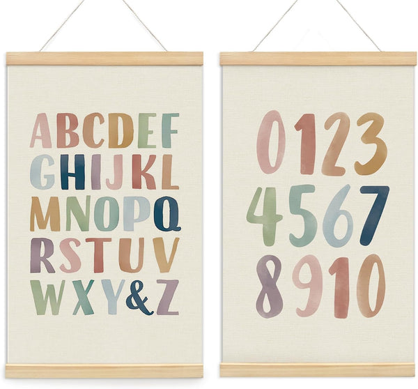 foedor Alphabet Poster Framed for Kids toddlers,Nursery Playroom Wall Decor Poster Hanger Frame,Hanging