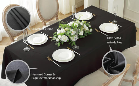 Craft And Party Rectangle Tablecloth, 60 x 102 Inch Black Washable Polyester