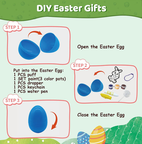 24PCS 3D Easter Basket Stuffer Party Favors, Magic Puffs, Puffs, DIY Art Crafts Kits Paint for Kids, Foam Texture