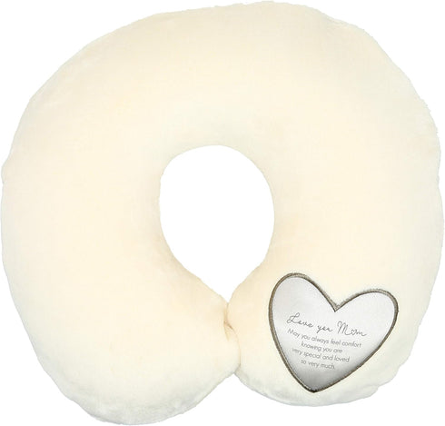 Pavilion Gift Company Mom-12 Royal Plush Love You Mom Soft Memory Foam Travel Neck Pillow, 12", Cream