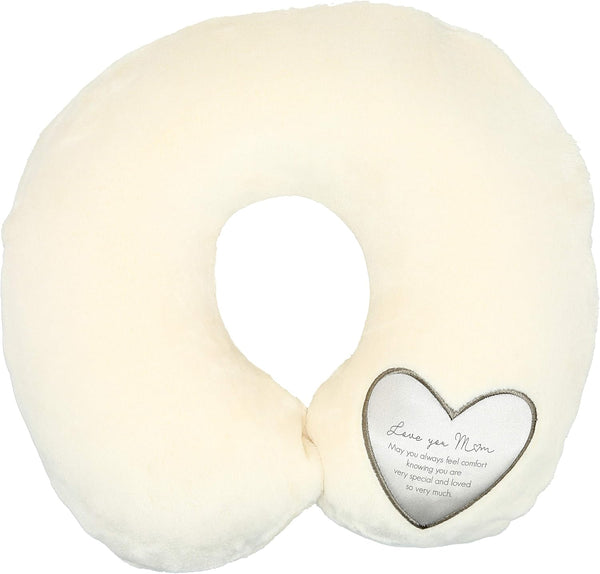 Pavilion Gift Company Mom-12 Royal Plush Love You Mom Soft Memory Foam Travel Neck Pillow, 12", Cream
