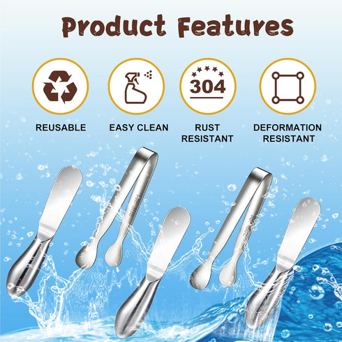 Spreader Knife Set, 8-Piece Cheese and Butter Spreaders, Mini Serving Tongs, Stainless Steel Multipurpose Knives