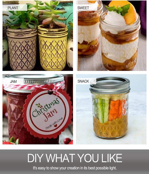 8OZ, 8 OZ 20 Pack,Extra 20 VERONES Mason Jars Canning Jars Jelly Jars with Regular Lids and Bands, Ideal for Jam