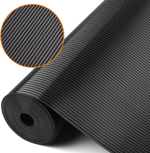 Shelf Liners for Kitchen Cabinets, Non-Adhesive EVA Material Drawer Liner, Washable Fridge Liner 11.8 x 59 Inches Black