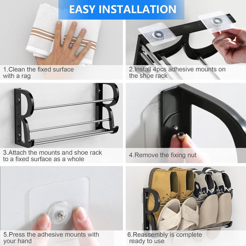 3 Pack Wall Shoe Rack for RV Shoe Storage, Wall Mounted Shoe Rack with Sticky Hanging Mounts for Camper Small Space