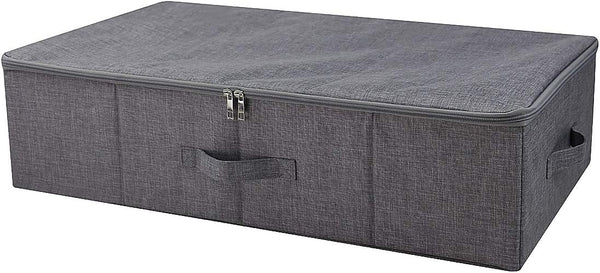 Underbed Storage Boxes for Bedding, Garment, Duvets, Blankets, Shoes, Folding Fabric Rigid Bins with Zip Lid, Washable