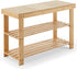 Sweetcrispy Shoe Rack Bench, 3-Tier Bamboo Entryway Storage Organizer, 286lb Capacity, Shoes