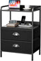 YEYSHAOM Night Stand with 2 Fabric Drawer and Sturdy Metal Frame, Lightweight &