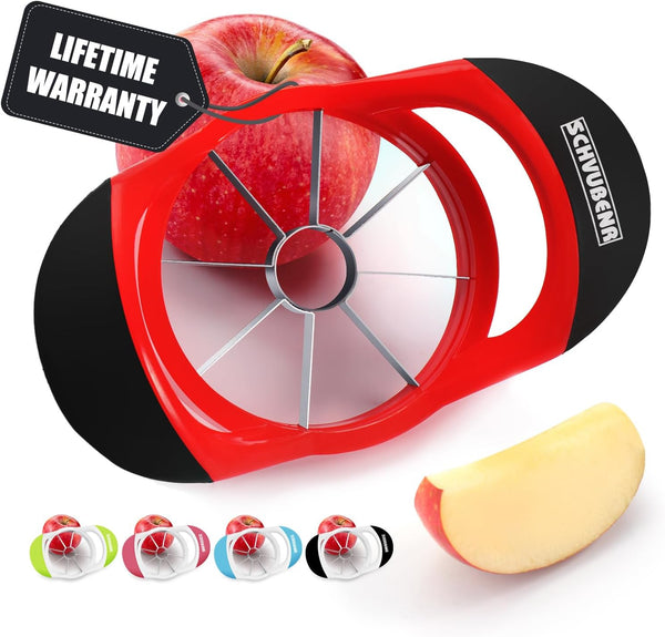 SCHVUBENR 3.5 Inch Apple Slicer, Professional Stainless Steel Apple Cutter, Super Sharp with 8 Blades, Red
