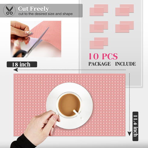 10Pcs Refrigerator Liners, Washable Fridge Liner Shelf Mats Refrigerator Pads for Cupboard Cabinet Drawer Home Kitchen Accessories Organization (Pink) by Daixers