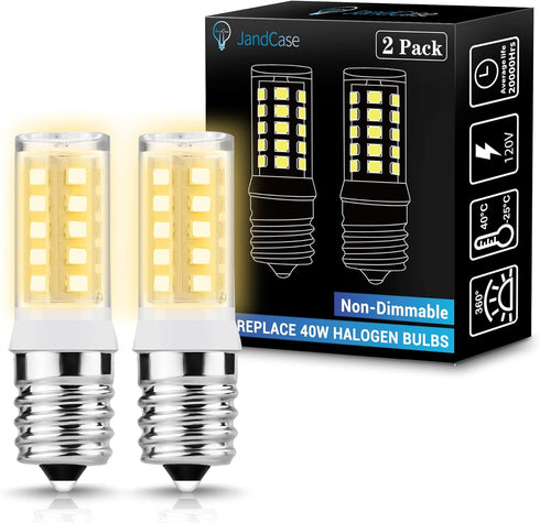 JandCase E17 LED Bulbs, Microwave Oven Light Bulbs, 40 Watt Equivalent Non-Dimmable, Warm White 3000K, 2 Pack