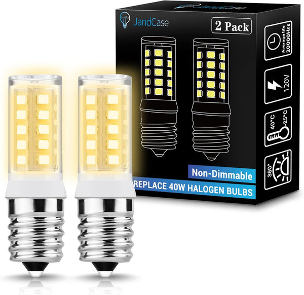 JandCase E17 LED Bulbs, Microwave Oven Light Bulbs, 40 Watt Equivalent Non-Dimmable, Warm White 3000K, 2 Pack