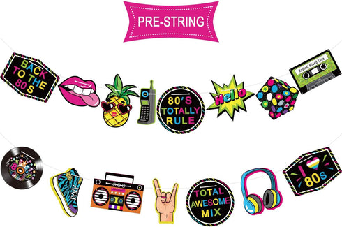 Blulu 80s Party Decorations, 80s Theme Birthday Party Supplies, Banners, Photo Booth Props, Hip Hop Backdrop