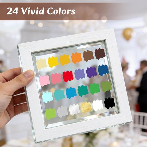 24-Pack Betem Acrylic Paint Pens, Dual Tip Glass Markers, Quick-Drying Acrylic Markers, Paint Pens with Fine & Brush