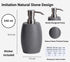 12 Oz, 2 Sets Clasin Home Sandstone Textured Resin Soap Dispenser with Metallic Pump and Waterproof Bottle Labels
