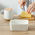 Large Ceramic Butter Dish with Lid, Airtight Cover for Countertop or Refrigerator, White Embossed Pattern