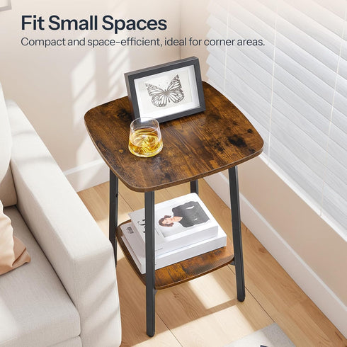 2-Tier 15.7"L 15.7"W 24"H, BF181BZ01 HOOBRO Square Side Table, Small Sofa End Table, Modern Simple Nightstand