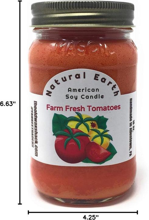 16 Oz. YANKEETRADERS Farm Fresh Tomatoes - Soy Candle - Mason Jar