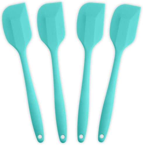 Silicone Spatula Set, 4-piece, Heat-Resistant Non-stick Rubber with Stainless Steel Core, Light Blue