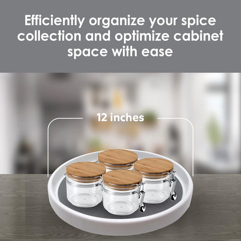 Lazy Susan Turntable 2 Pack, 12 inches Non-Skid Round Spinning Spice Organizer - Rotating Rack for Kitchen, Cabinet, Pantry, Fridge, Bathroom Vanity, Countertop by Gadgetime USA