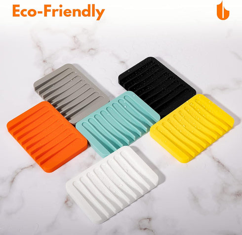 Urbanstrive Counter Soap Dish Shower Waterfall Soap Tray Holder for Bathroom, Kitchen, Top, Flexible Silicone, Keep
