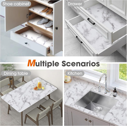 Shelf and Drawer Liner for Kitchen Cabinet - Non Adhesive Washable Liner for Cabinets, Dresser, Cupboard Drawers, White