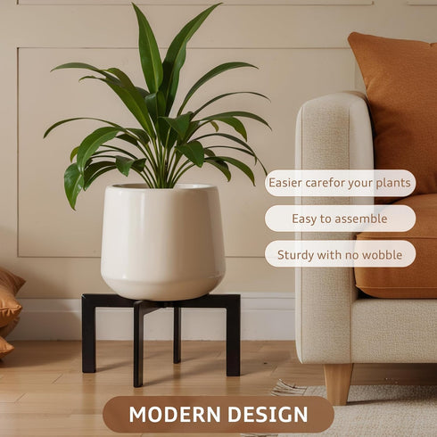 5-12 Inch IZIDDO Plant Stand Indoor Outdoor,Metal Mid-Century Pot Stand,Modern Plant Holder Rattan Flower Plant