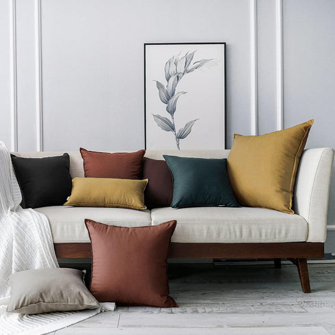 Jeanerlor Cotton Linen Decorative Lumbar Throw Pillow Case 12"x20" for Wedding/Party/Gift, Black