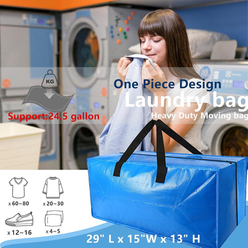 Heavy Duty Extra Large Moving Bags Storage Tote - 2 Pack, Strong Handles & Backpack Straps, Space Saving Alternative to