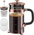QUQIYSO French Press Coffee Maker, 34oz 304 Stainless Steel with 4 Filter, Borosilicate Glass, Easy to Clean, Copper