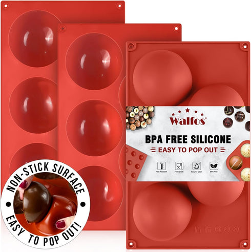 Extra Large 5-Cavity Semi Sphere Silicone Mold, 3 Packs Half Sphere Baking Molds for Chocolate, Cake, Jelly