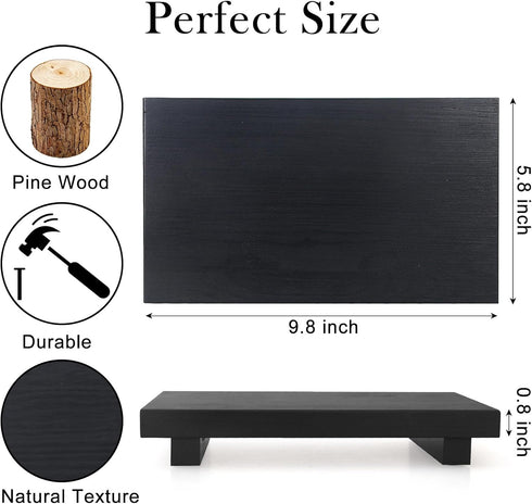 Black Farmhouse Bathroom Counter Tray Decor, Wooden Risers for Kitchen Soap Sink, Decorative Vanity Tray Stand