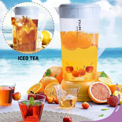 3 Litre Plastic Pitcher with Lid, BPA-FREE Eco-Friendly Juice Container for Hot/Cold Beverages, 102 oz Transparent