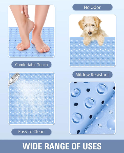 47.2" 31.5" Yolife Extra Large TPE Shower Mat, L x W Anti Slip Bath Mat with Drain Holes and Suction Cups, Large Size